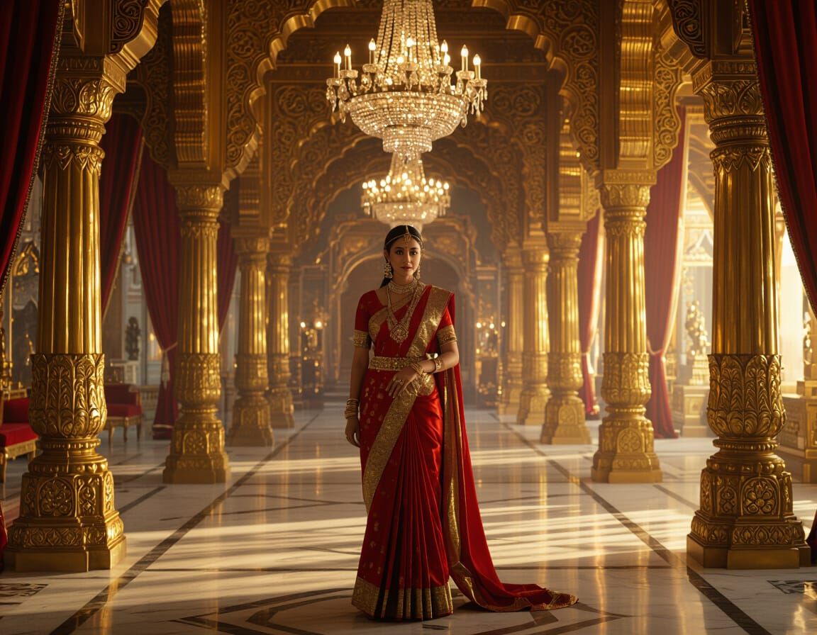 Opulent Indian Rani's Durbar Hall in 8K Resolution