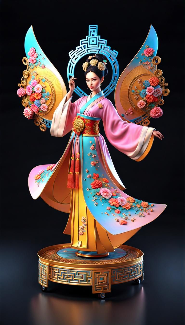 The Chinese Girl Sculpture design with wheels