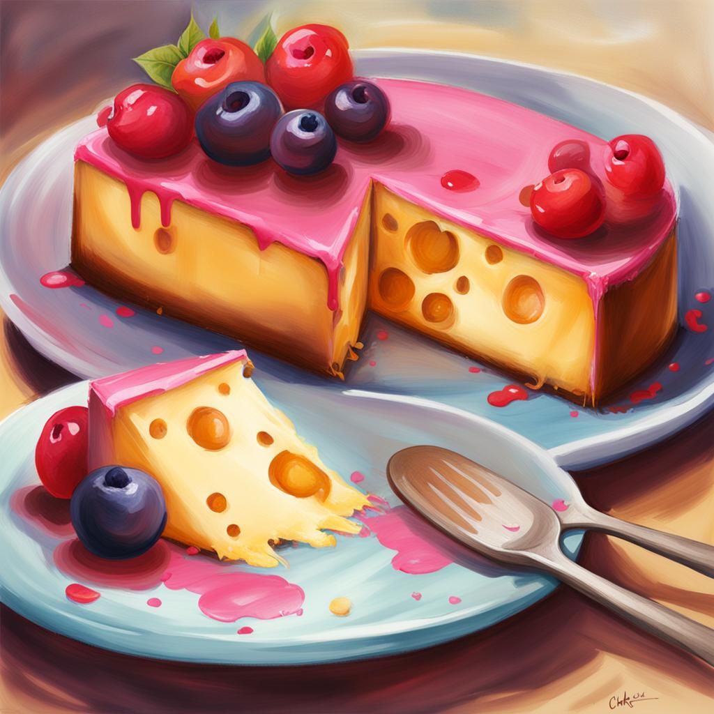 Cheesecake Painting: Photorealistic Dessert Art