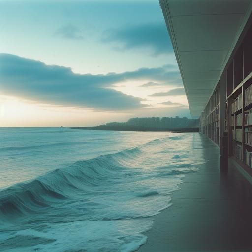 Ocean Library in Vintage Film Style