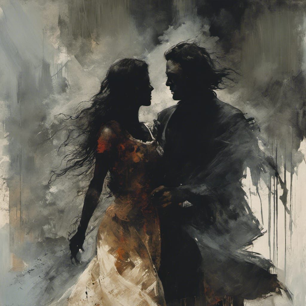 Creepy Lovers Dancing: Mixed-Media Photography