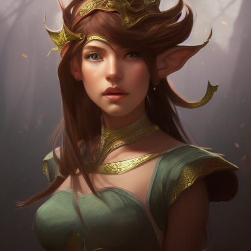 Detailed Portrait of Mythical Elf Girl