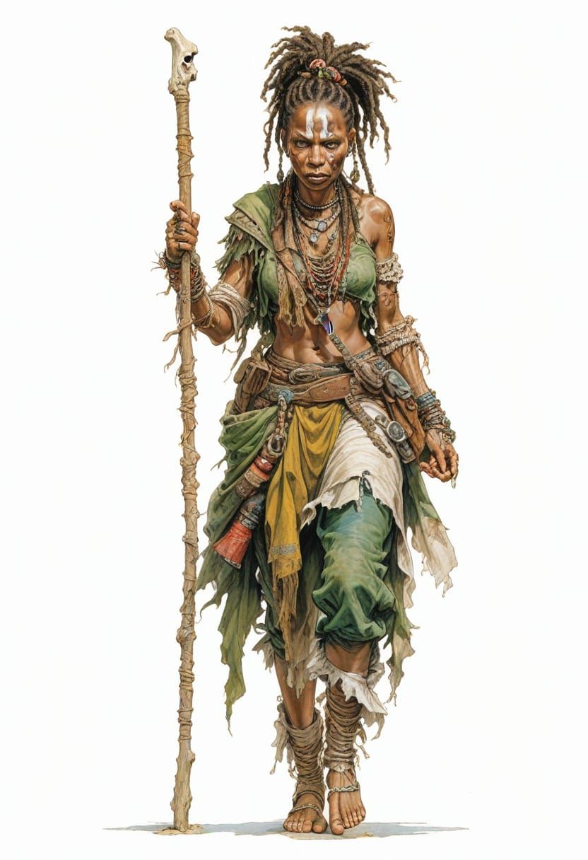 A Mystical Caribbean Bocor in Dark Fantasy Style