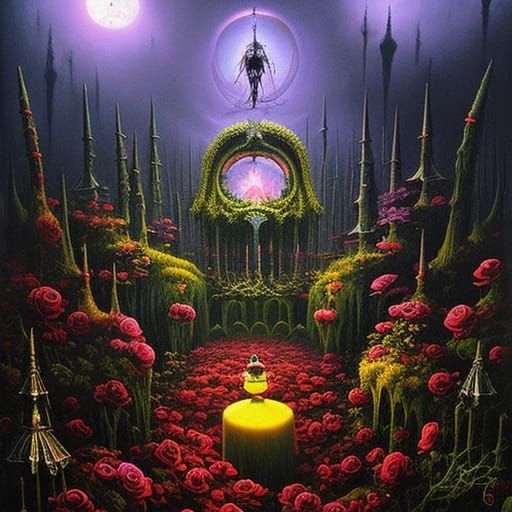 Macabre Roses and Skulls in Fantasycore Horror Style