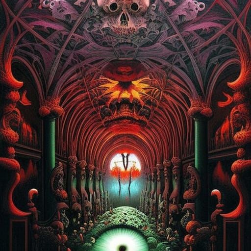 Macabre Roses and Skulls in a Dark Fantasy