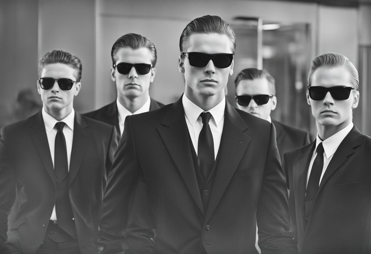 Teenage Security Guards in Tuxedos: Black and White