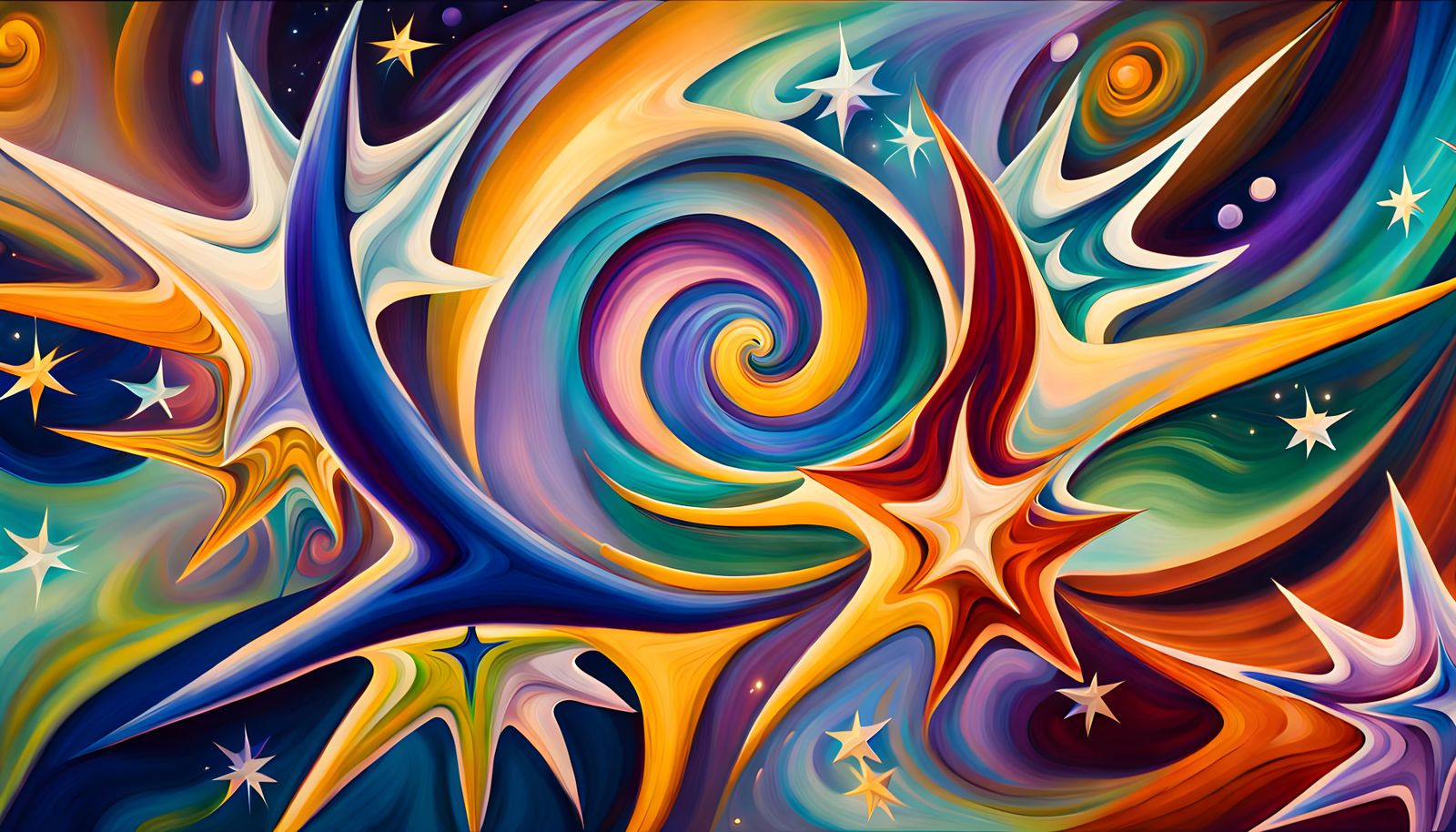Iridescent Stars Swirling in Cosmic Energy: Abstract Express...