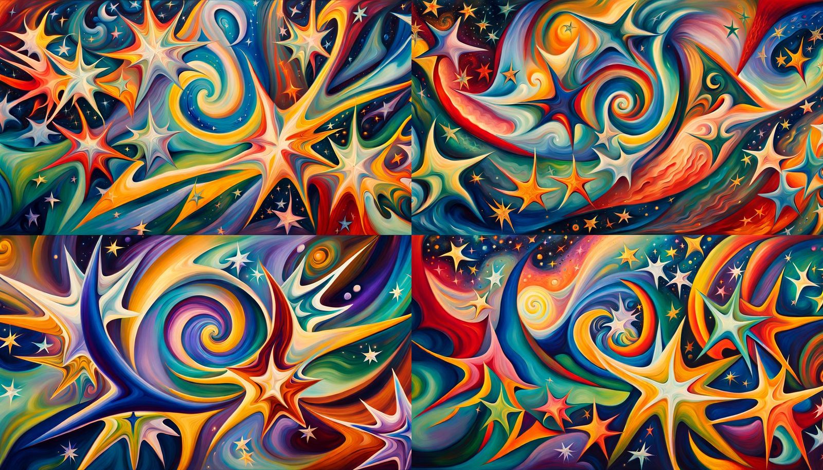 Iridescent Star Cluster in Abstract Expressionist Style