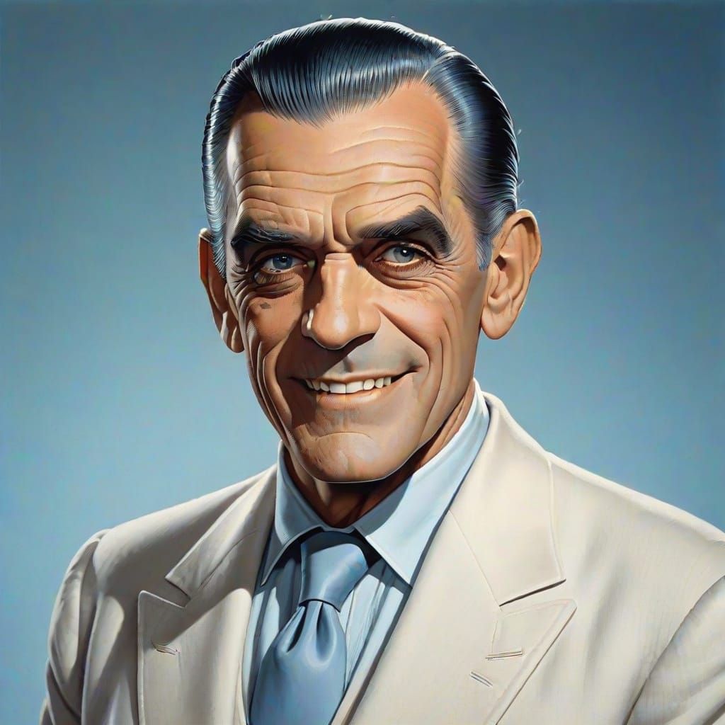 Boris Karloff Smiling Portrait in Retro Style