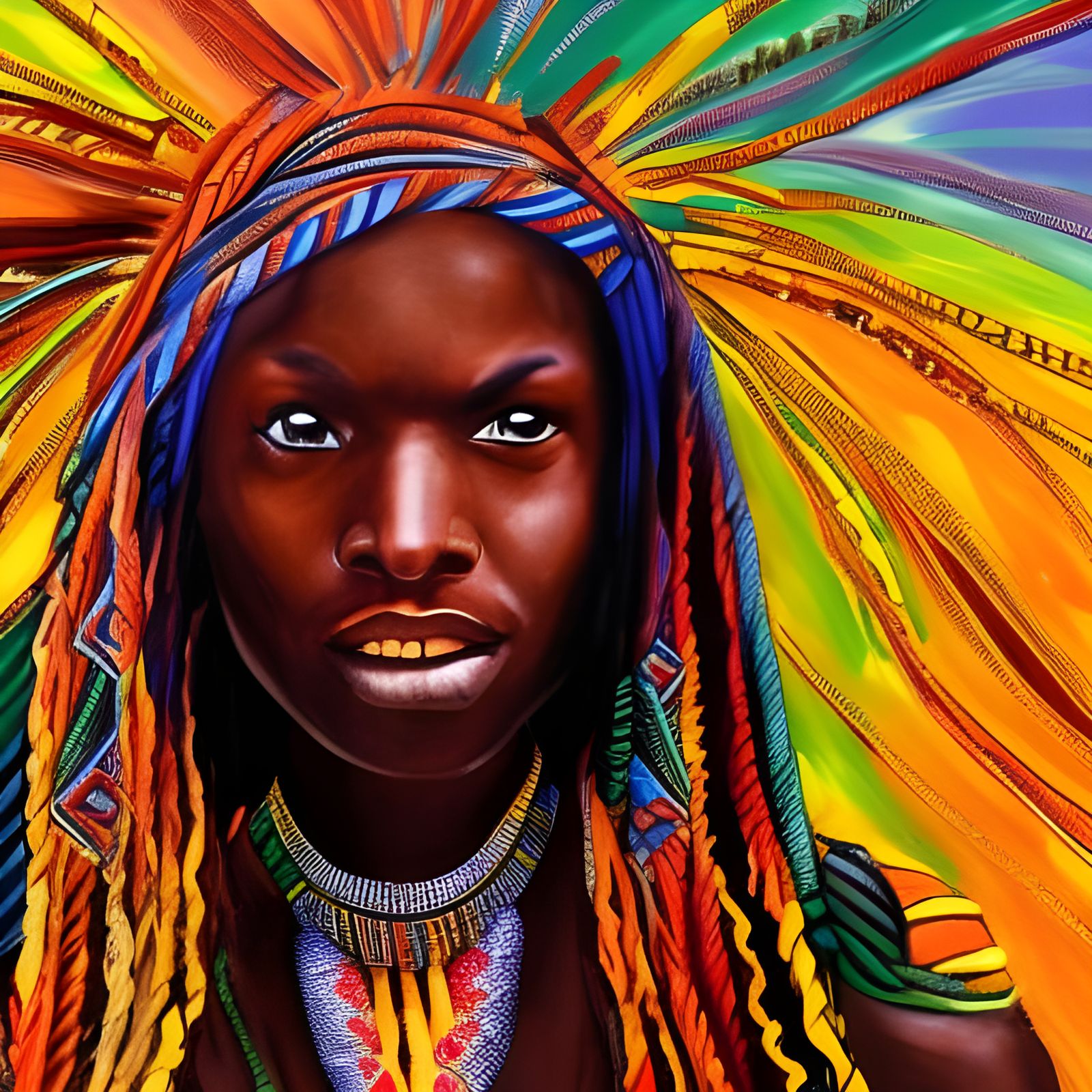 Hyperrealistic Portrait with Colorful Splash Art Background