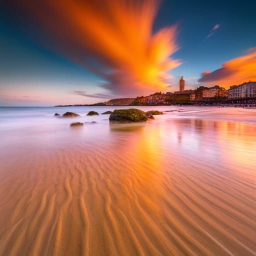 Porto Ferro Beach, orange sand, 8k resolution, ground view