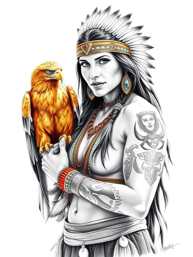 Surreal Native American Warrior Goddess in Sunlit Glory