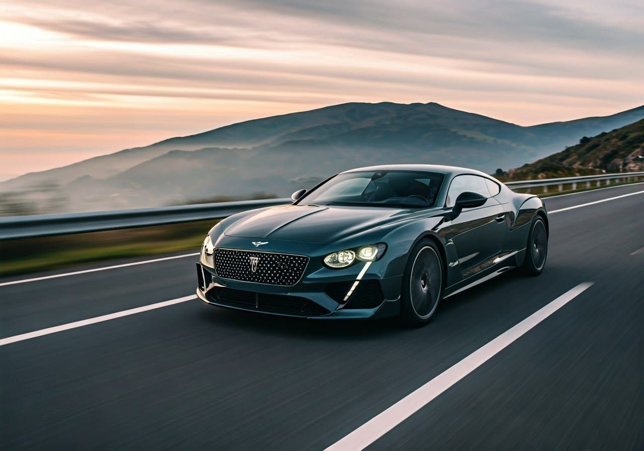 Sleek Hypercar Speeds Down Winding Mountain Road in Cinemati...