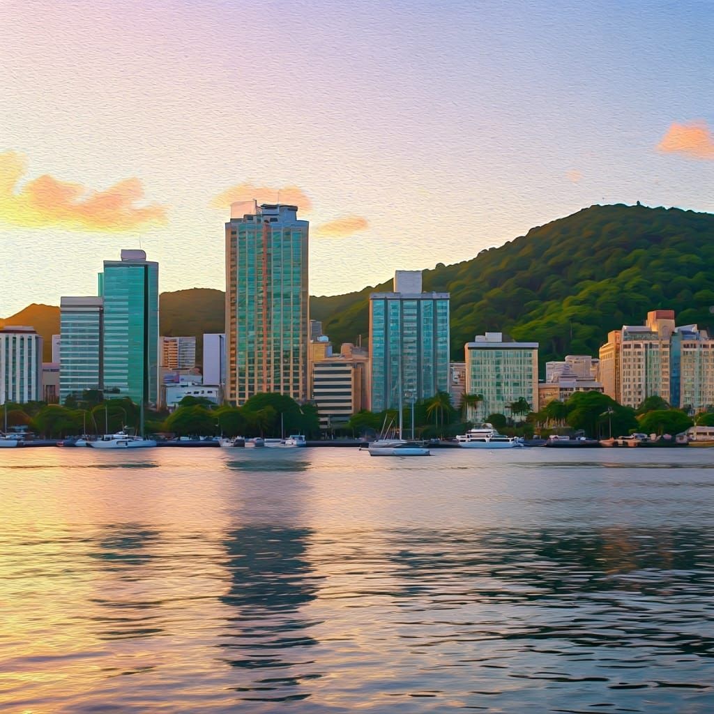 Suva, the capital of Fiji, at sunset.