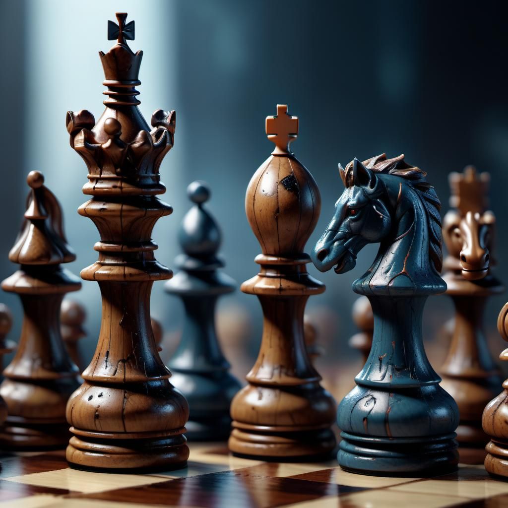 Chess Battle: Detailed 8K Photograph in Unreal Engine