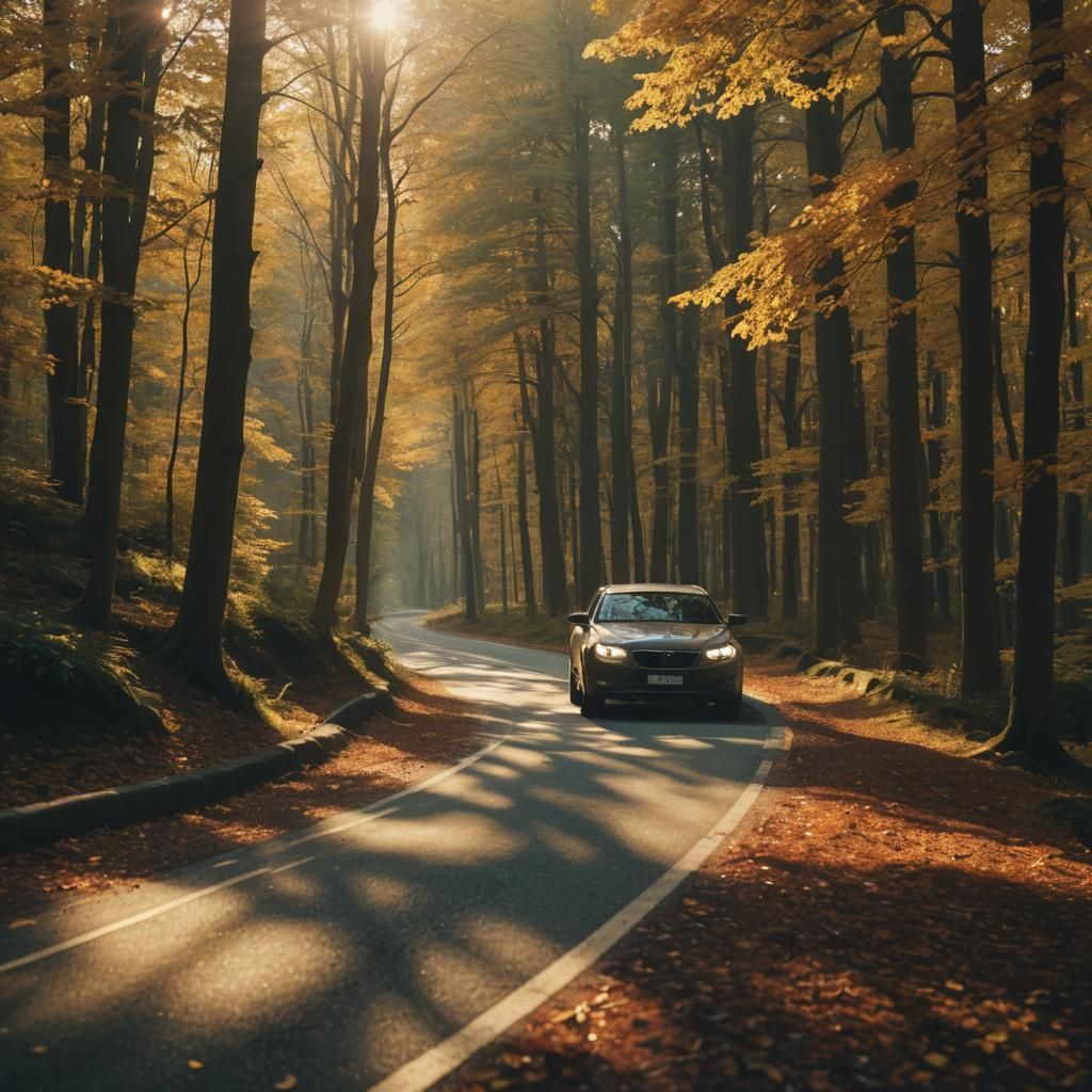 Autumnal Road Trip in Cinematic Style