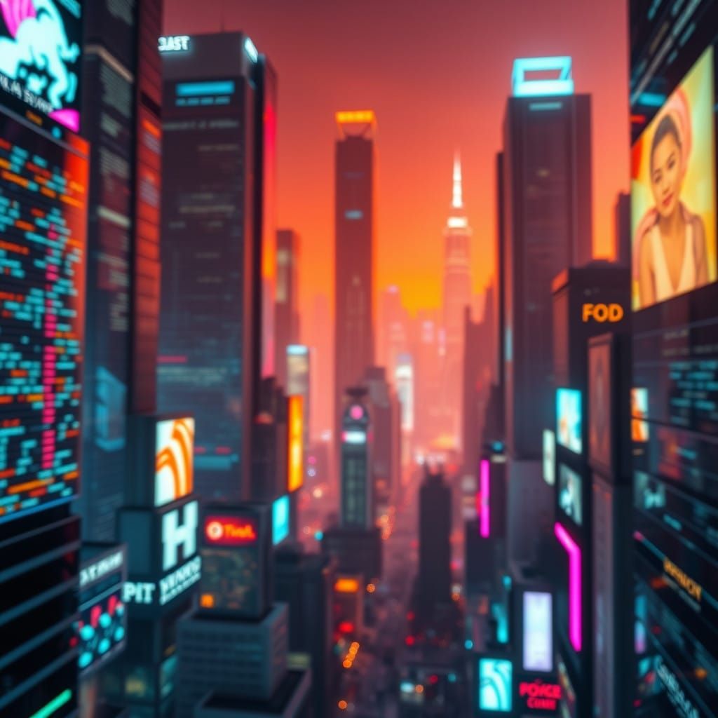 Cyberpunk Metropolis in Neon-Lit Futurism