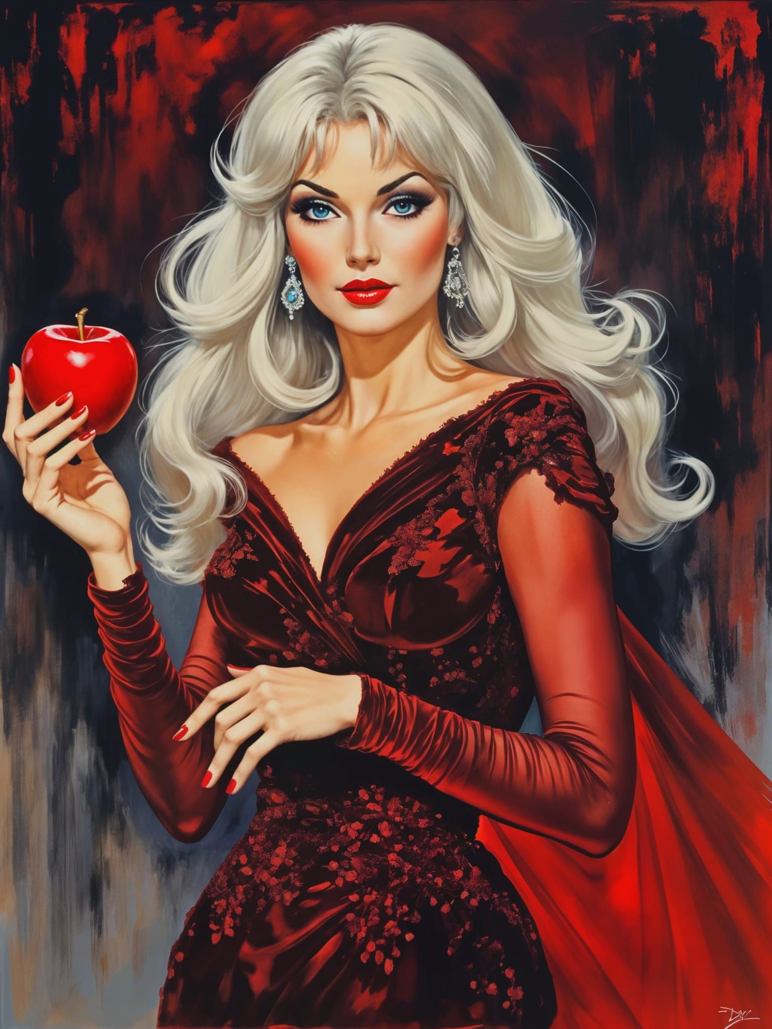 Vampire Woman With Apple, 1960s Abstract Style