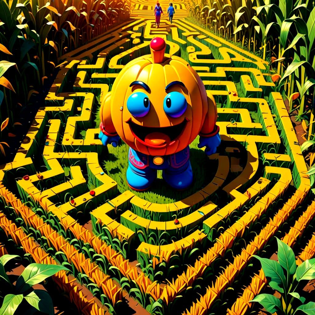 Ms. Pacman at Corn Maze Entrance