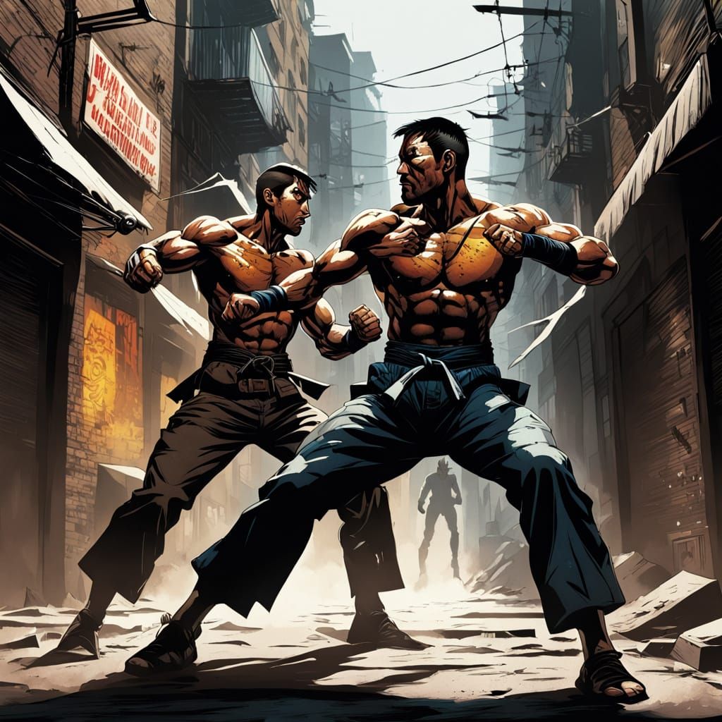 Gritty Urban Martial Artists in Intense Combat