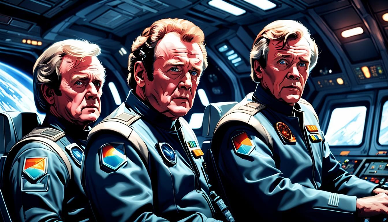 Futuristic Pilots in Space Battle: Comic Art Style