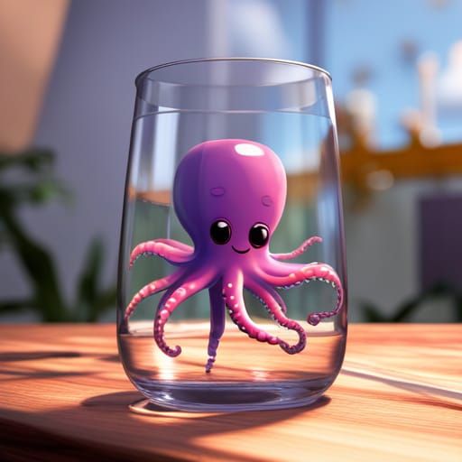 Adorable Octopus in Glass, Fantasy Concept Art