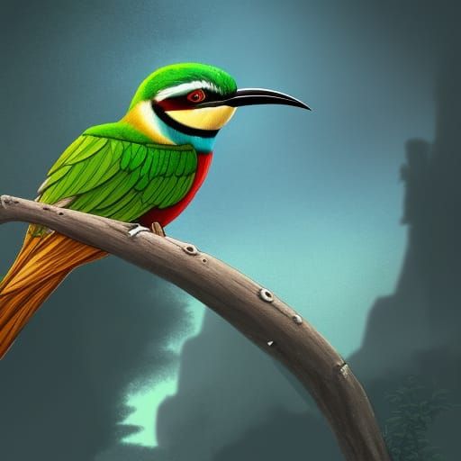 Realistic Bee-Eater Bird Detailed Matte Painting