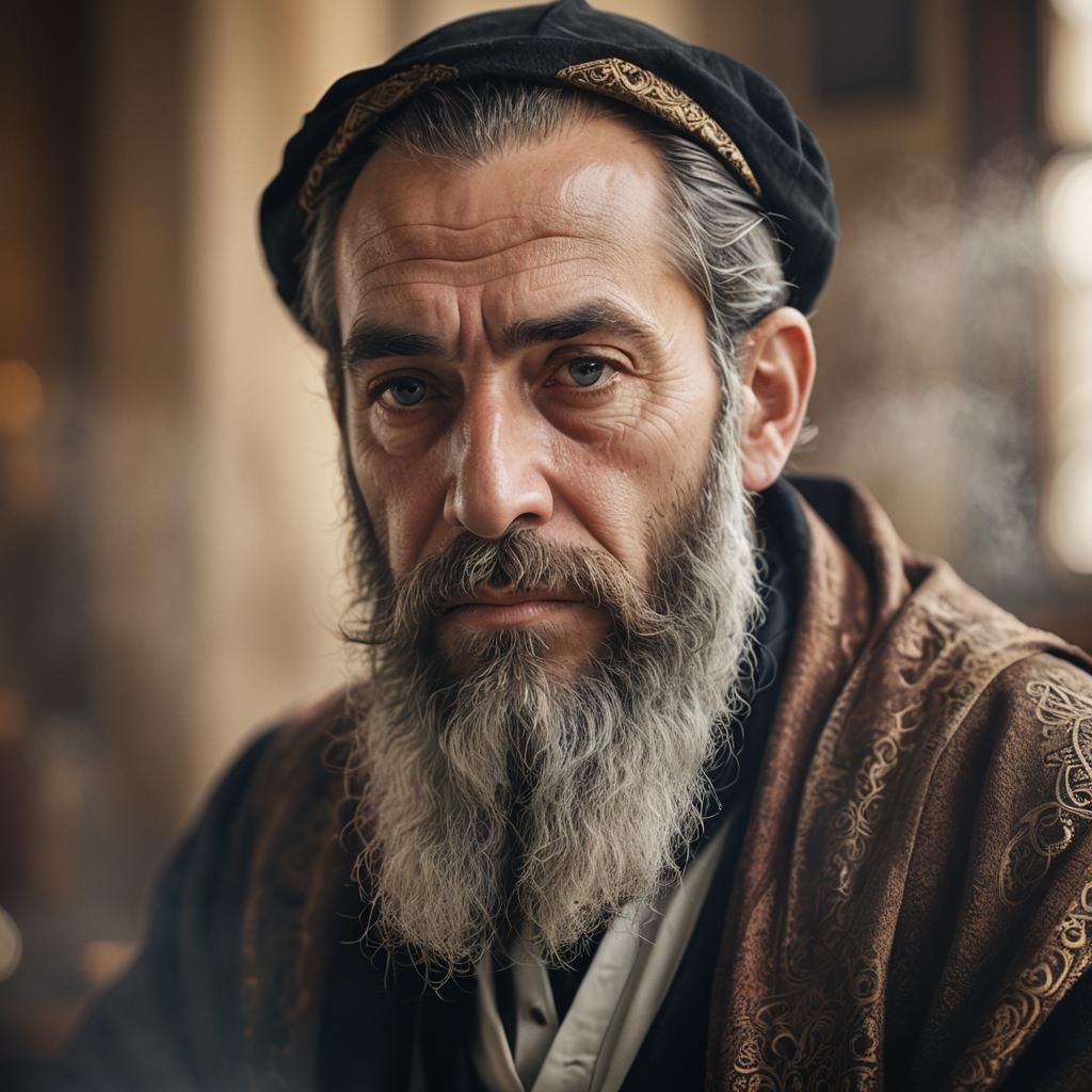 Contemplative Rabbi Portrait in Natural Light