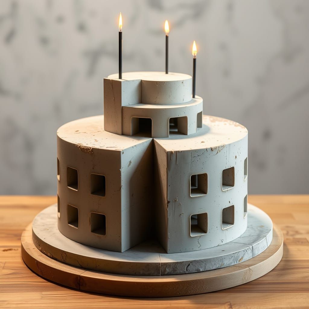 Brutalist Concrete Cake: Architectural Dessert