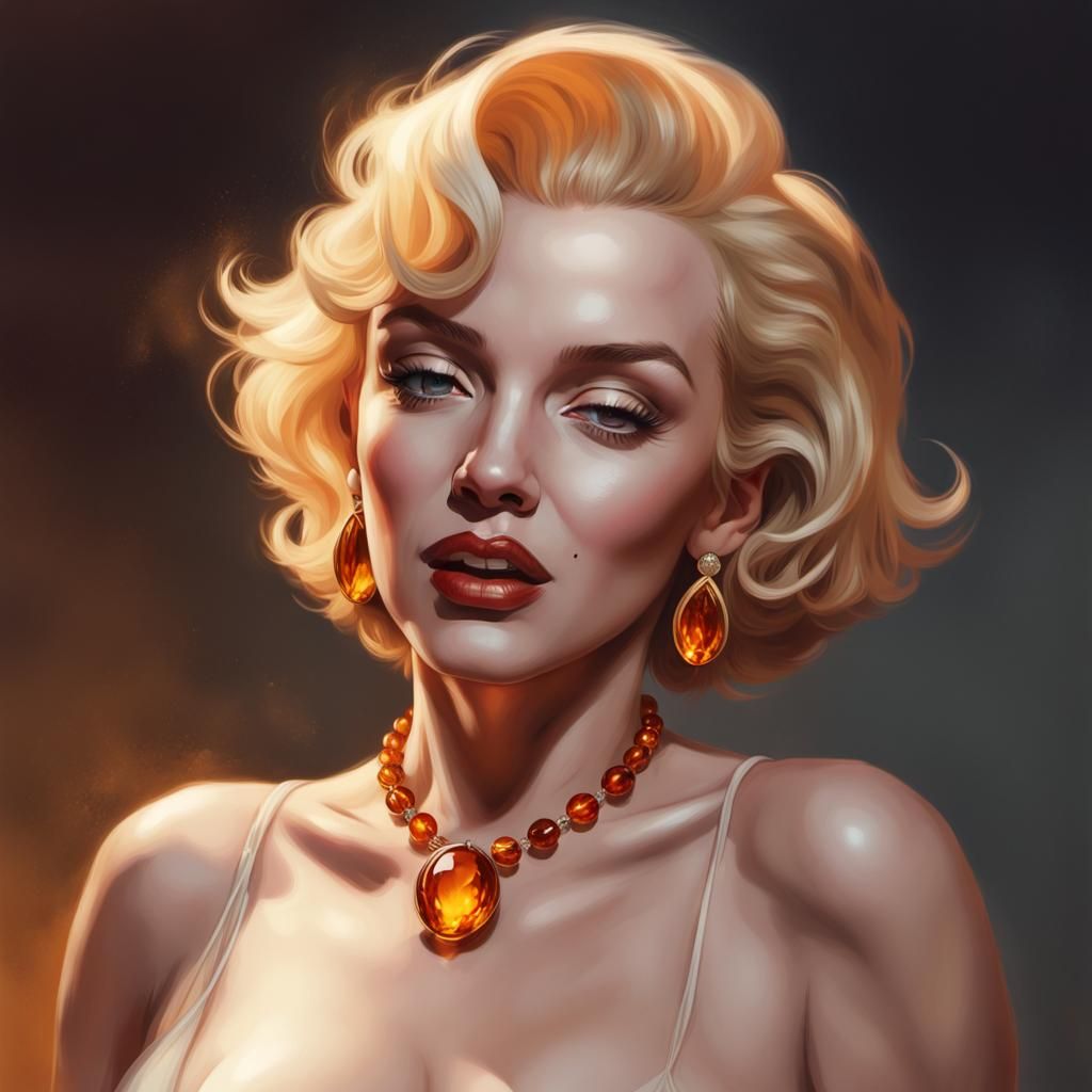 Marilyn Monroe in Amber Art Nouveau Portrait