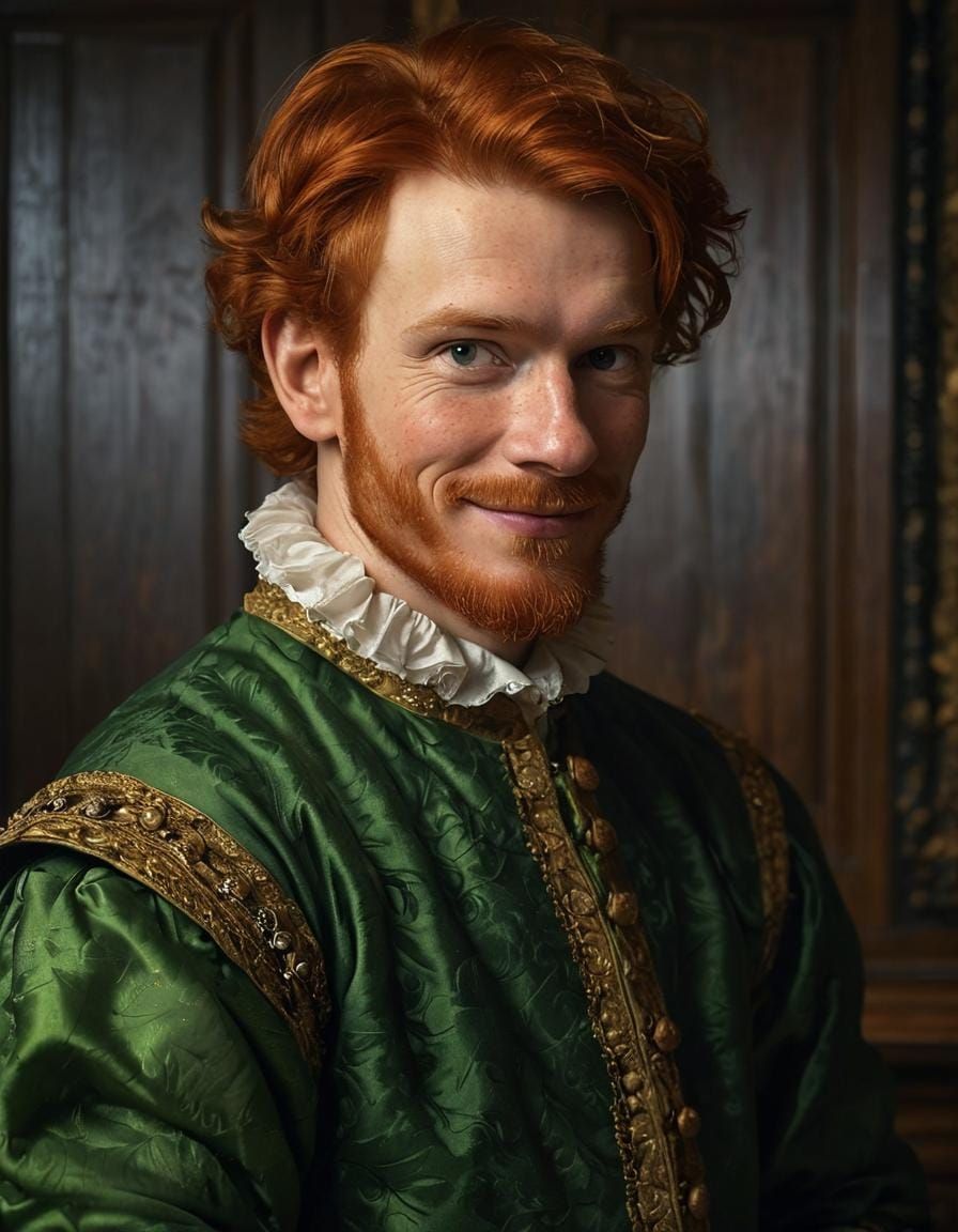 Dutch Masterpiece of a Smiling Gentleman in a Dimly Lit Cham...