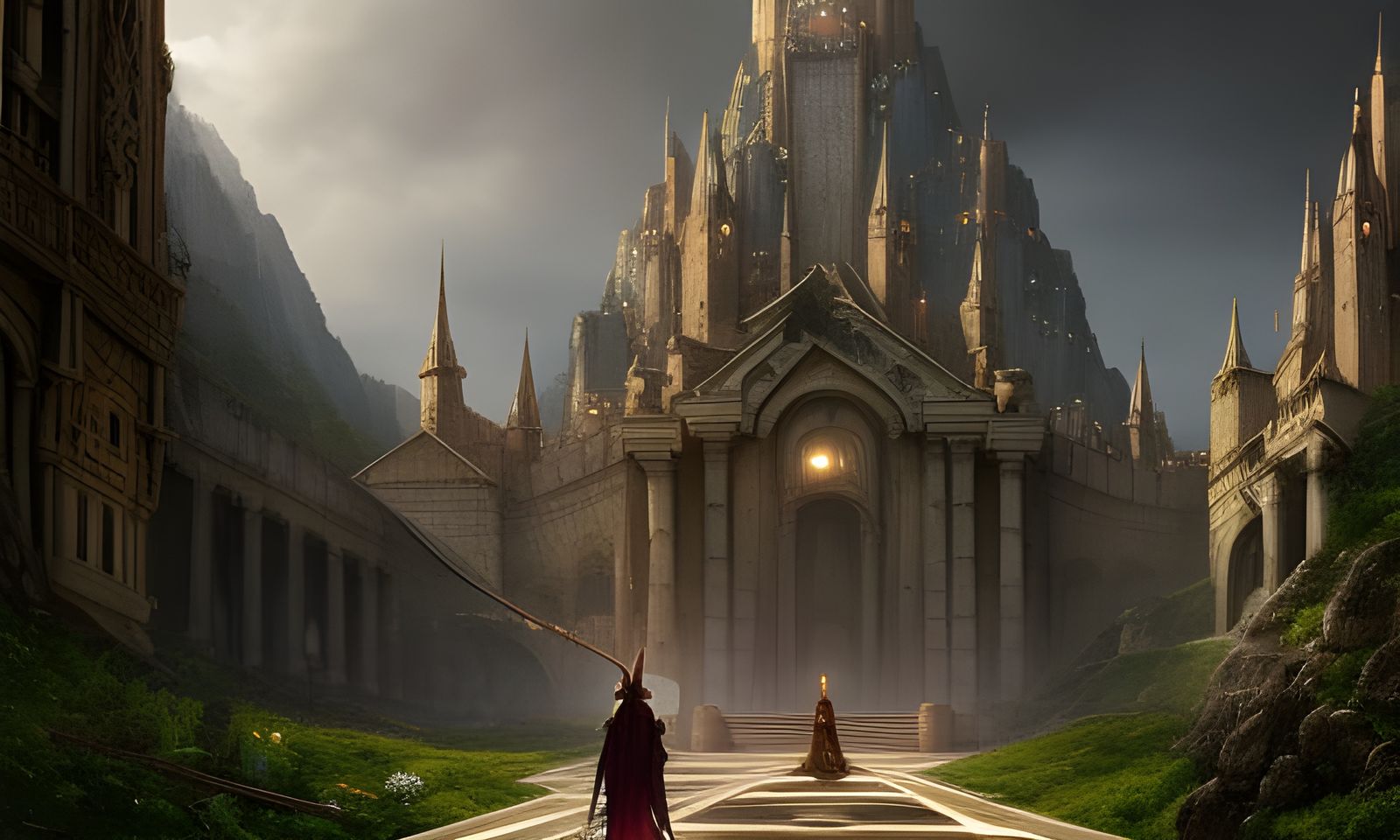 Epic Fantasy Wizard Academy Digital Matte Painting
