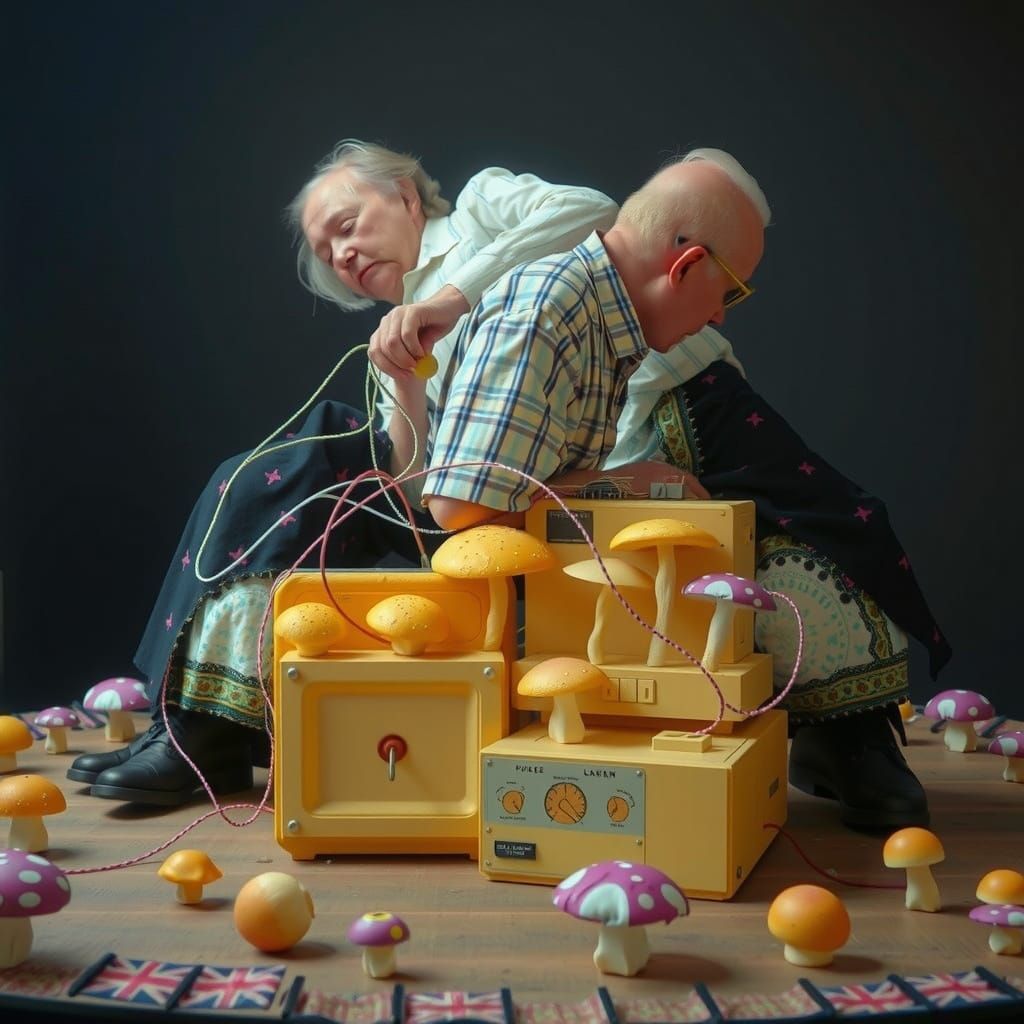 Surreal Photo of Theremin Players Repairing Computer