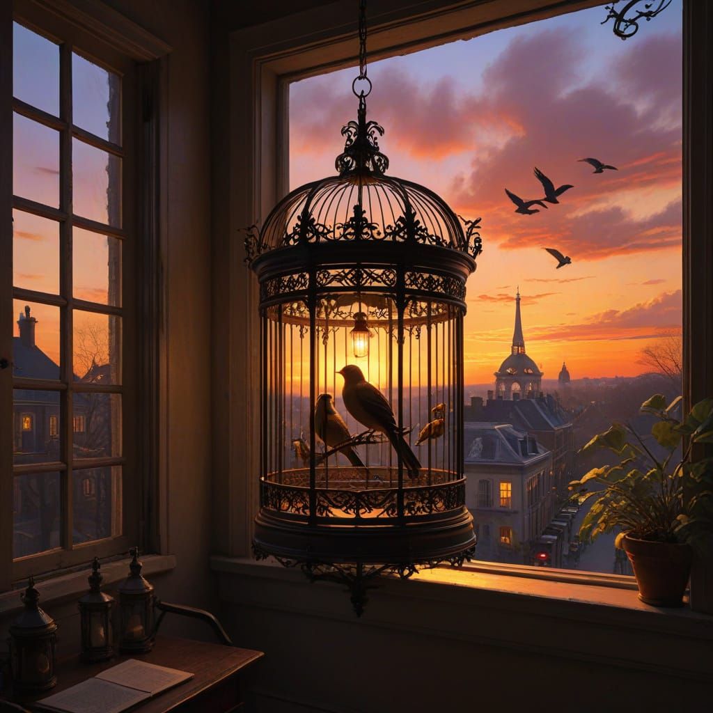 Victorian Birdcage at Sunset on French Street