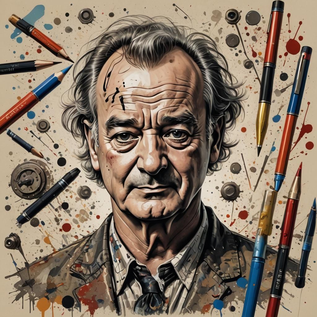 Bill Murray Tritone Poster Art in Impasto Style