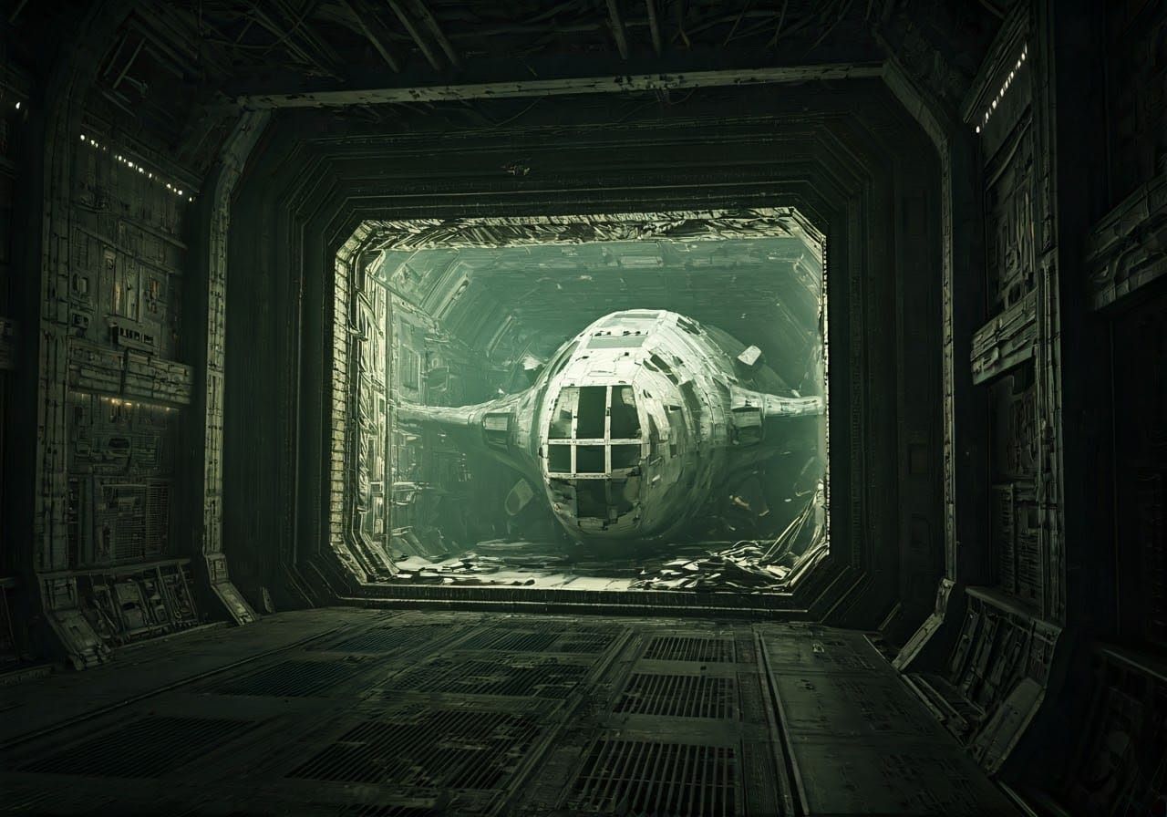 Abandoned Spacecraft in a Flickering, Industrial Decay Lands...