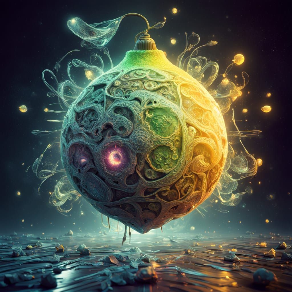 Futuristic Lemon in Mystical Darkness