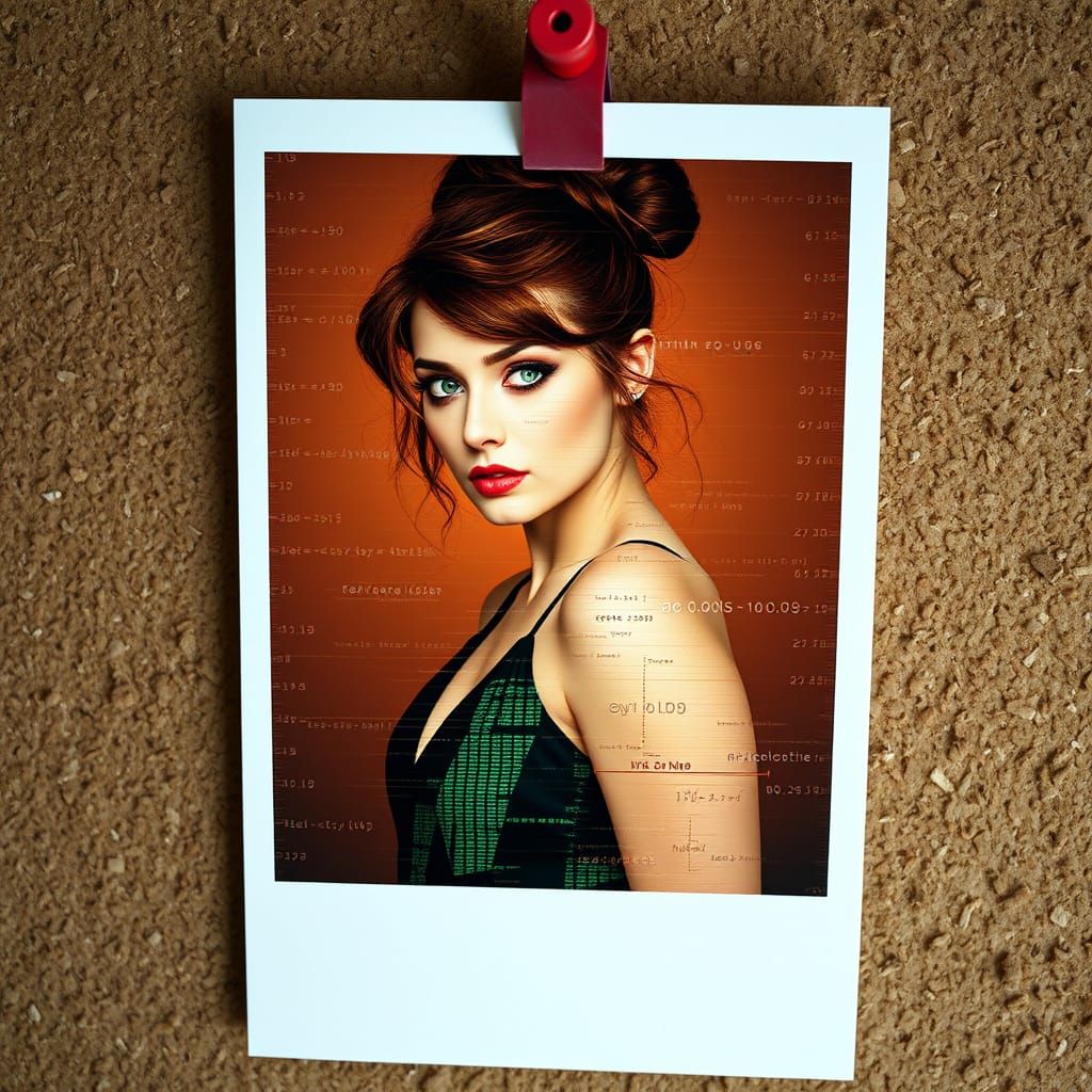 Steampunk Woman Portrait with Digital Glitch Overlay