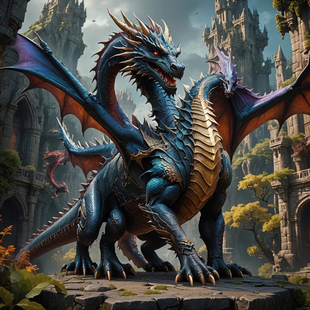 Detailed Dragon in a Fantasy Concept Art Style