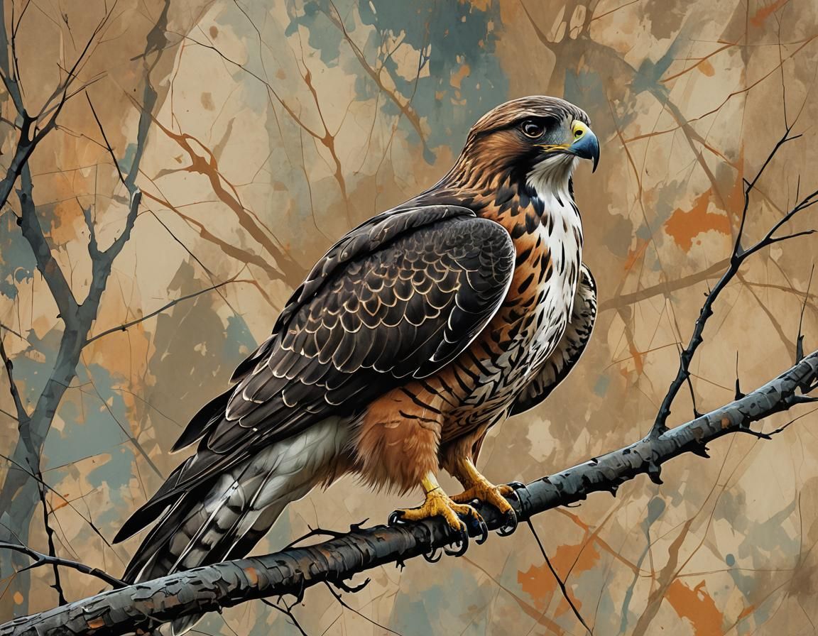 Abstract Hawk Hunting With Complementary Colors