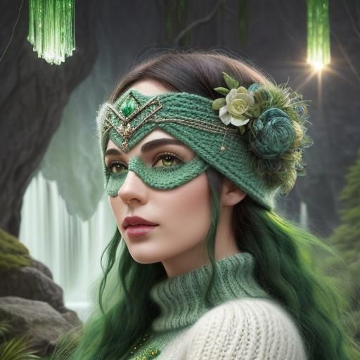 Surreal Knitting Pattern Design with Emerald Eyes