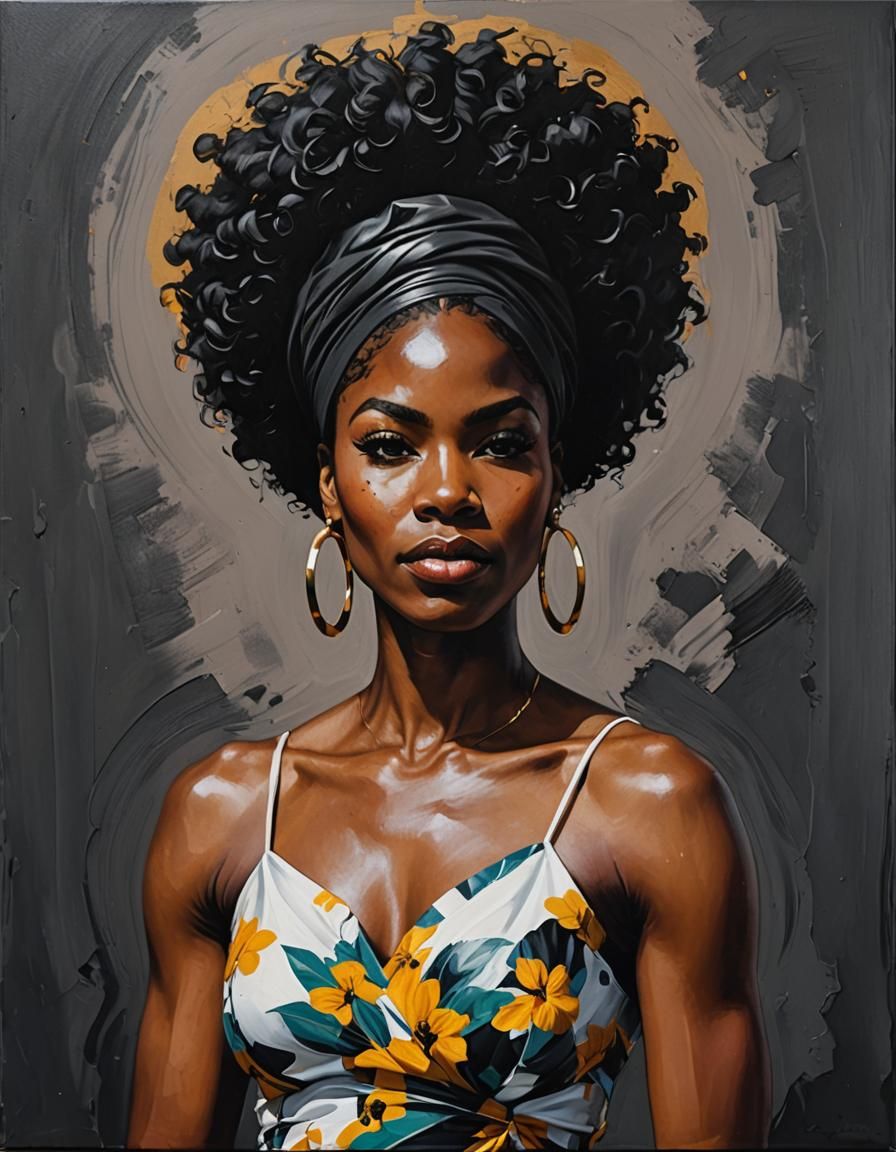 Powerful Acrylic Painting of a Confident Black Woman