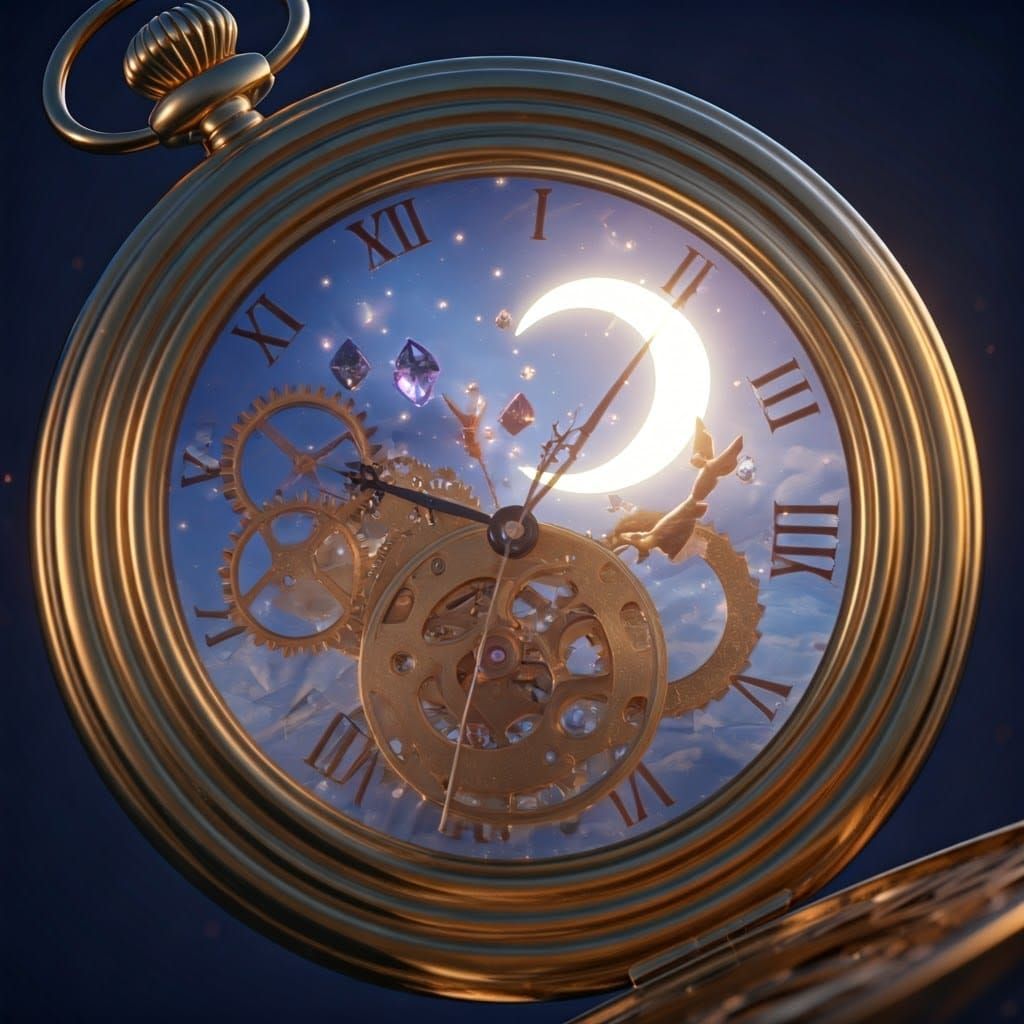 Dreamlike Clockwork World Inside Vintage Pocket Watch