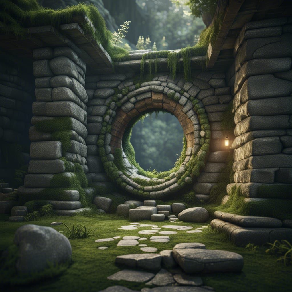 Mystical Stone Portal in Ancient Ruins, Unreal Engine