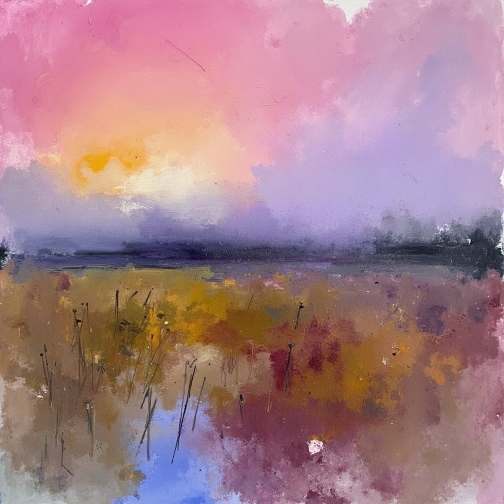 Vibrant Abstract Salt Meadow Landscape in Soft Morning Light