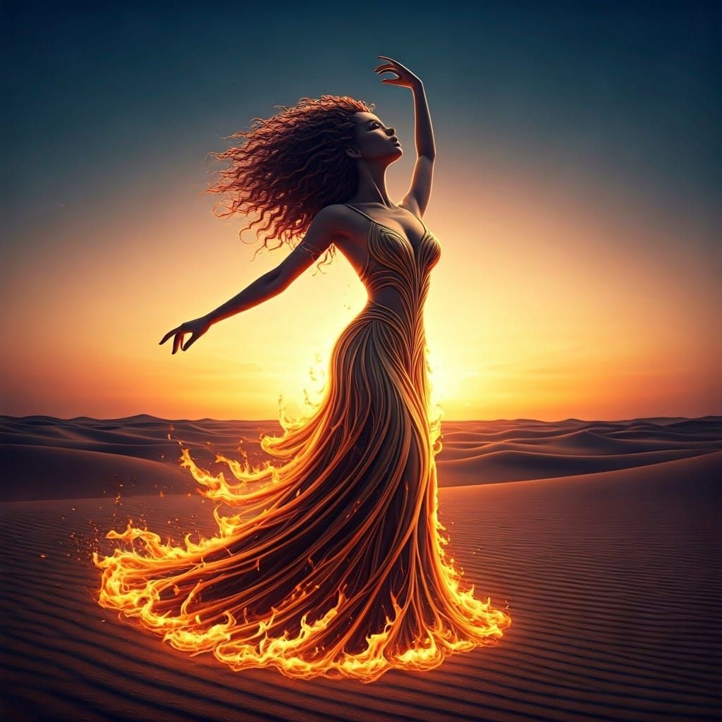 Fiery Desert Dancer at Sunset