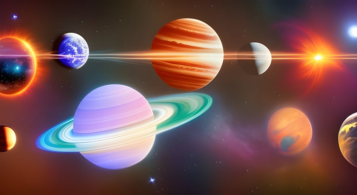 Neon Planets and Galaxies in Space