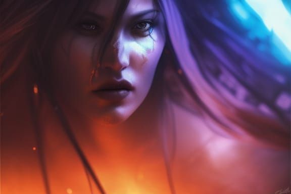 Moonlit Demon Queen Portrait in Dark Fantasy Style