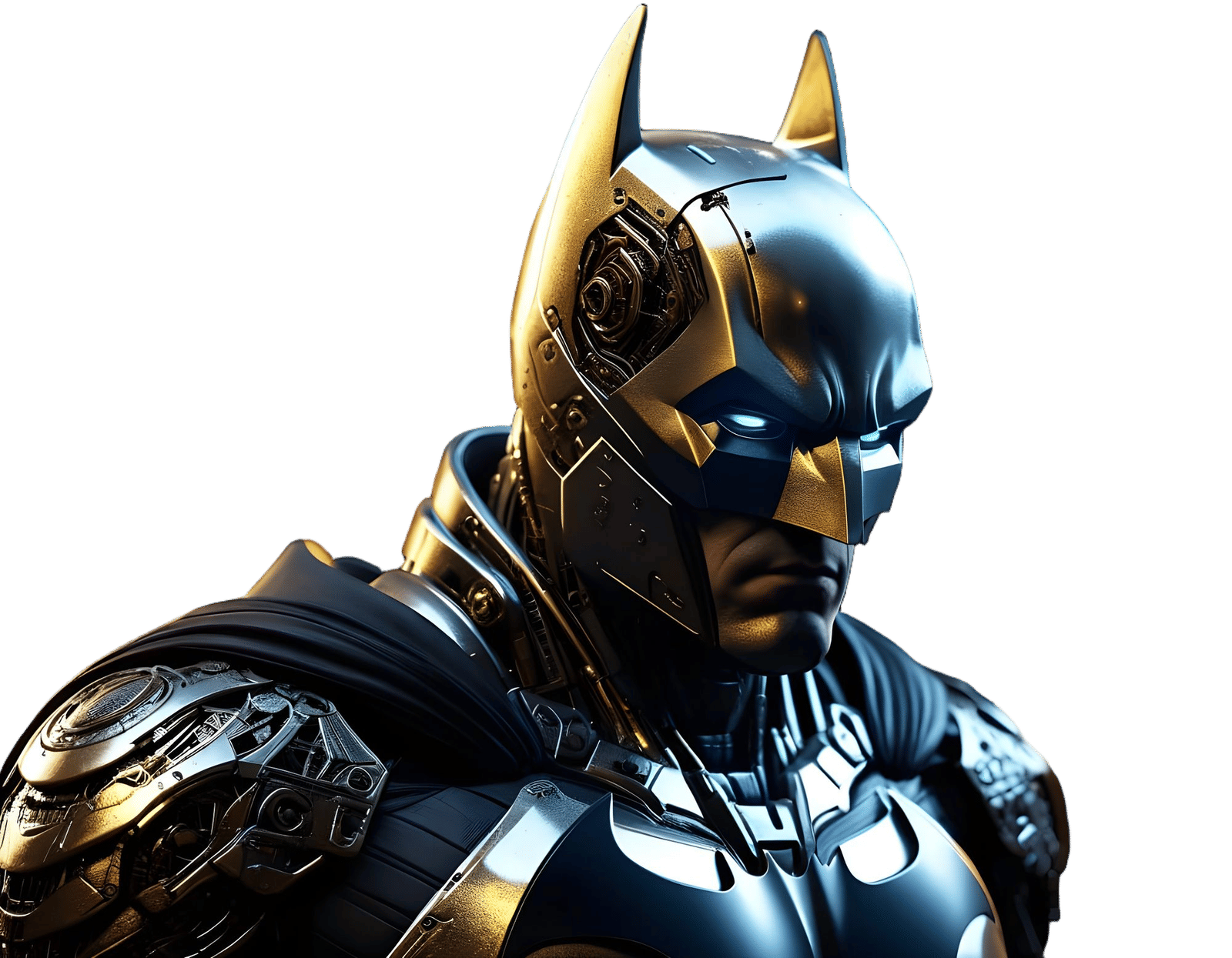 Cyberpunk Batman Portrait in Chrome and Gold
