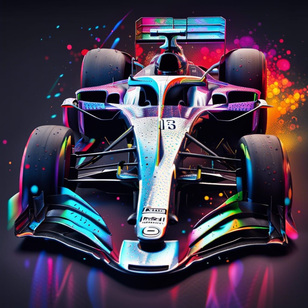 Hyperrealistic F1 Car in Splash Art Style